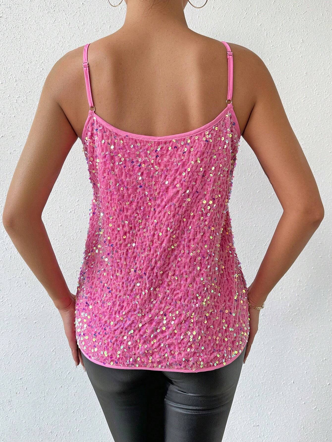 R&B | Lockere Top mit Glitzernden Spaghettiträgern