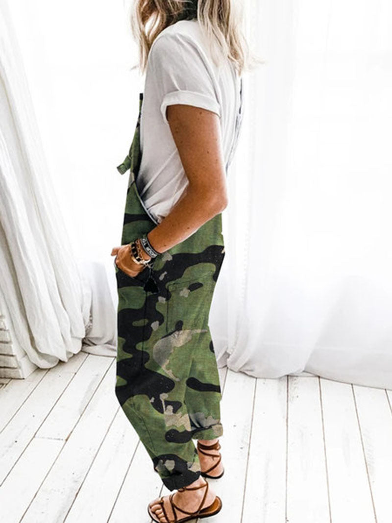 Damen Lässige Camouflage Latzhose R&B