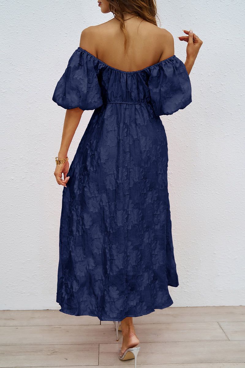 R&B | Tägliches Gerafftes Off-Shoulder Ballkleid mit Kurzen Ärmeln - 3 Farben