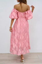 R&B | Tägliches Gerafftes Off-Shoulder Ballkleid mit Kurzen Ärmeln - 3 Farben
