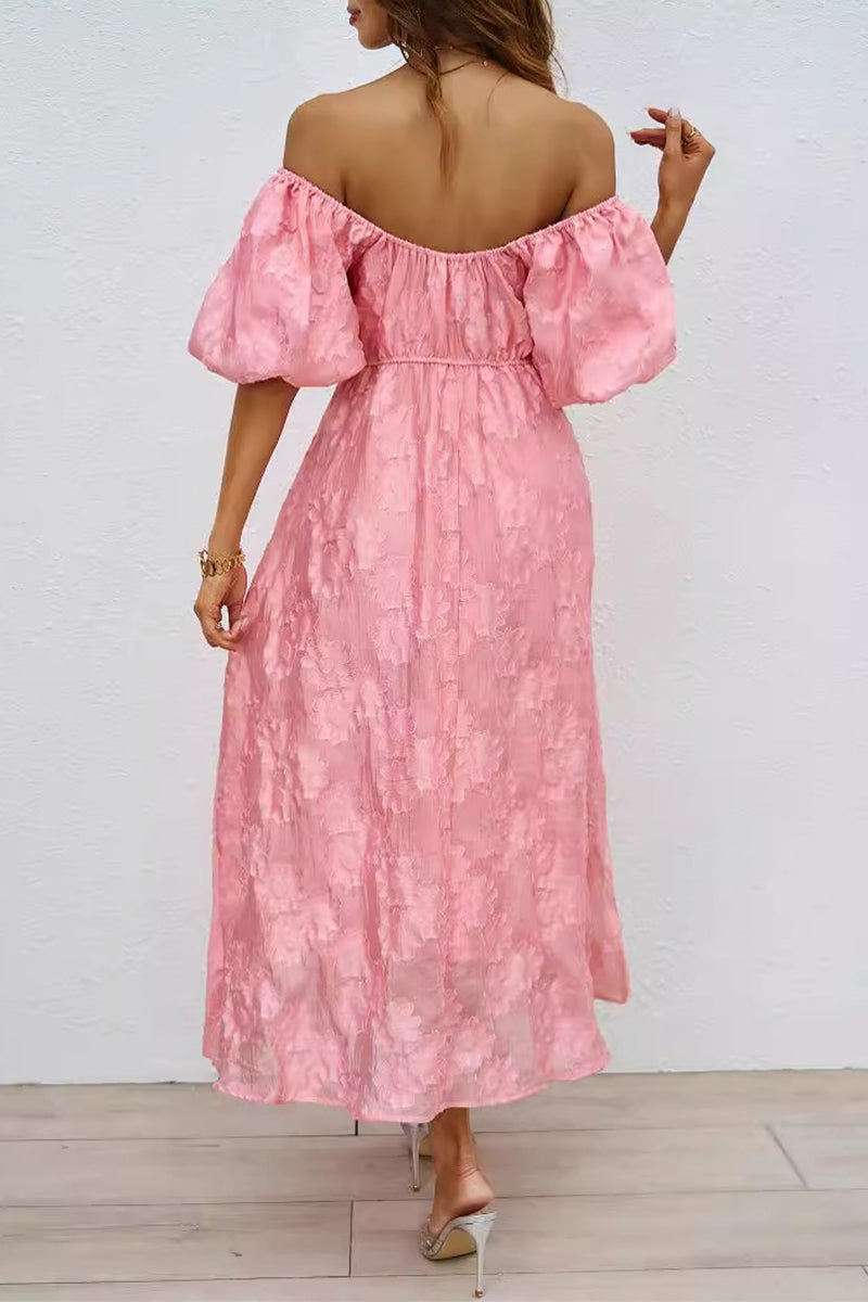 R&B | Tägliches Gerafftes Off-Shoulder Ballkleid mit Kurzen Ärmeln - 3 Farben