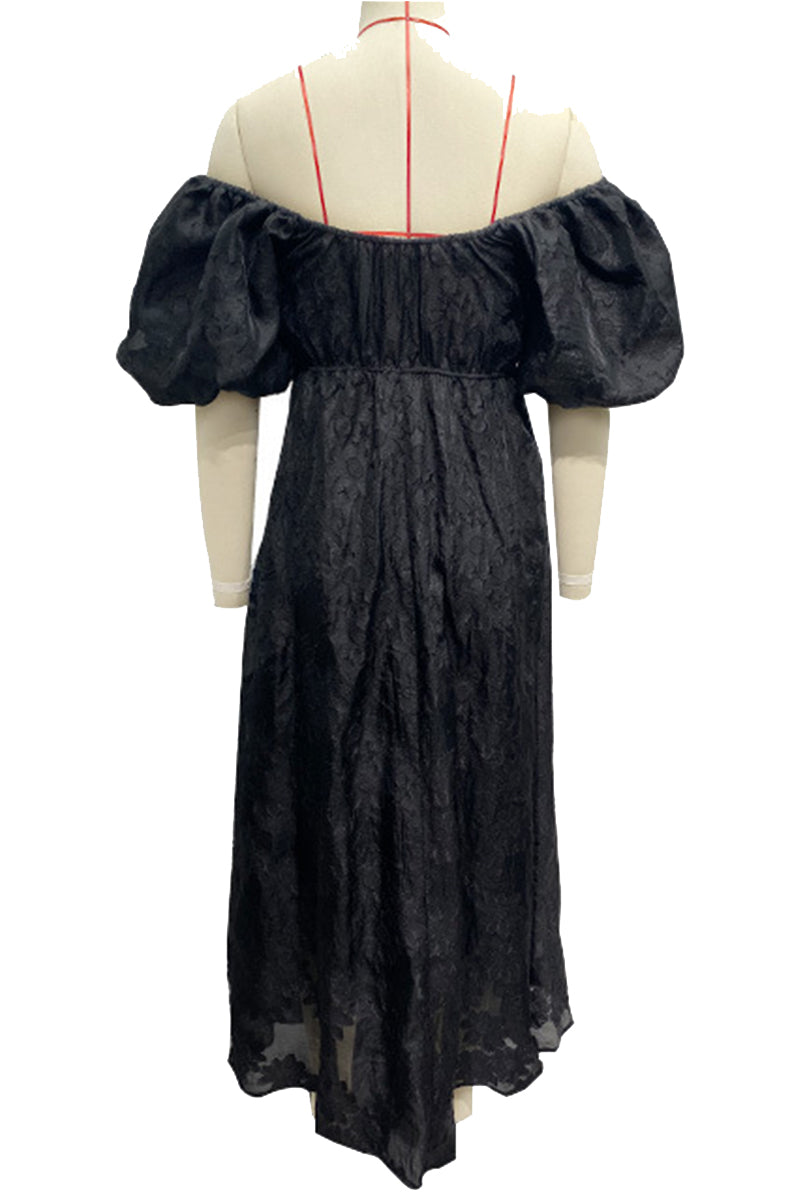 R&B | Tägliches Gerafftes Off-Shoulder Ballkleid mit Kurzen Ärmeln - 3 Farben