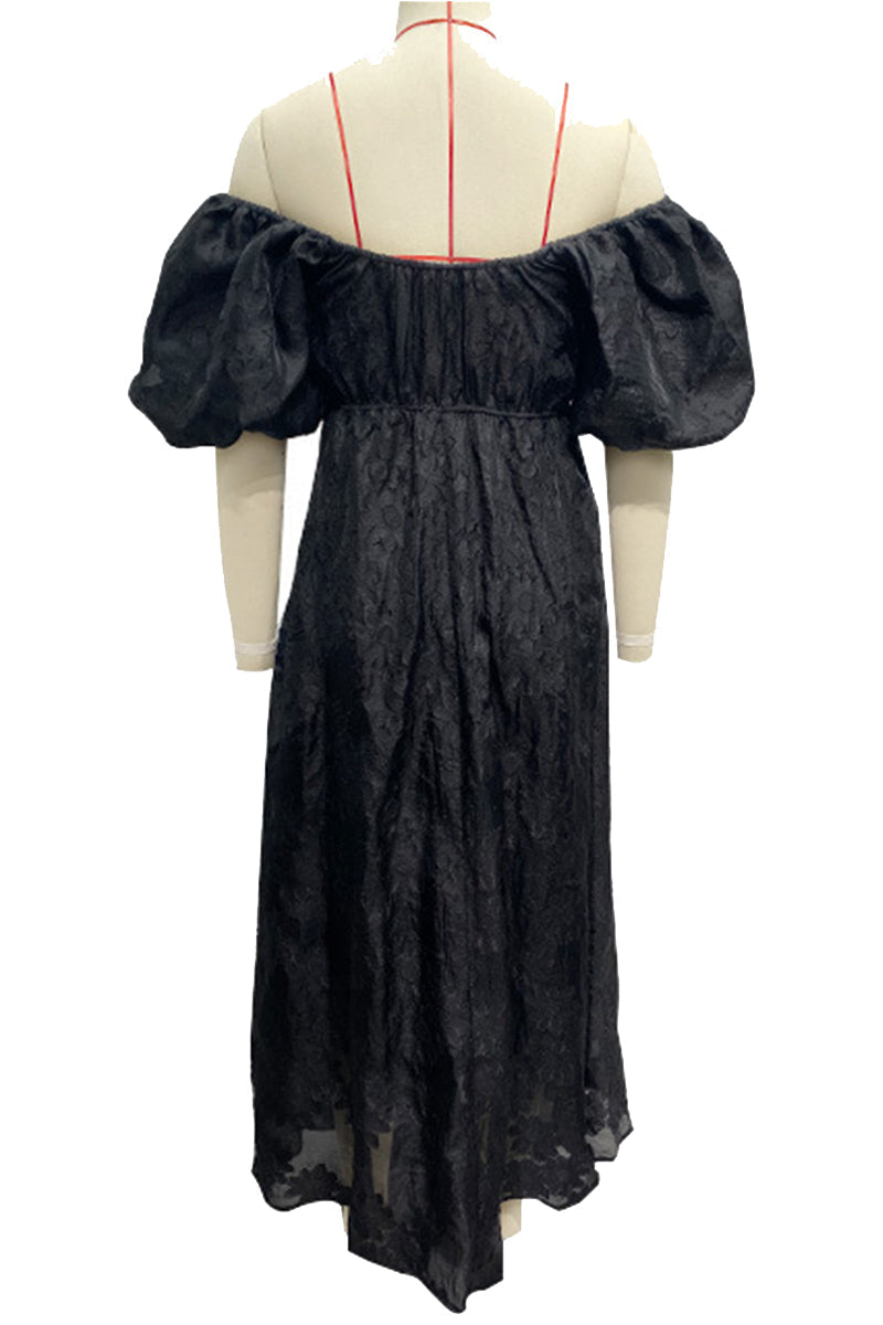 R&B | Tägliches Gerafftes Off-Shoulder Ballkleid mit Kurzen Ärmeln - 3 Farben