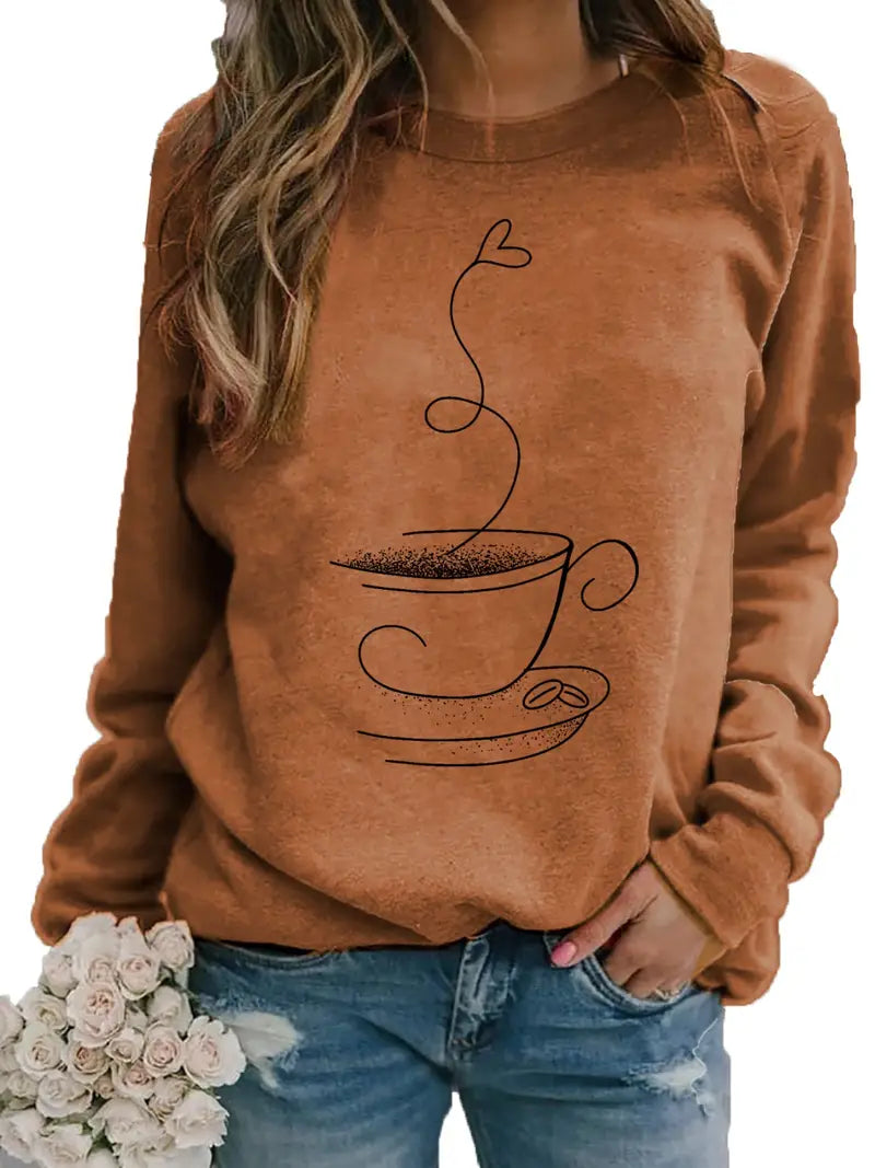 R&B | Gemütliches Kaffee Grafisch Sweatshirt