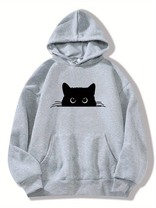 R&B | Sweat Pullover Hoodie mit Katzenprint und Kapuze für Frauen Perfekt für lässige Tage
