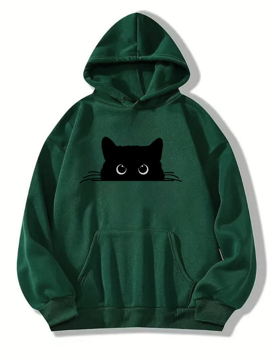 R&B | Sweat Pullover Hoodie mit Katzenprint und Kapuze für Frauen Perfekt für lässige Tage