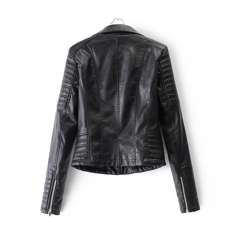 Damen Kunstleder Bikerjacke mit gesteppten Details und schmalem Schnitt R&B