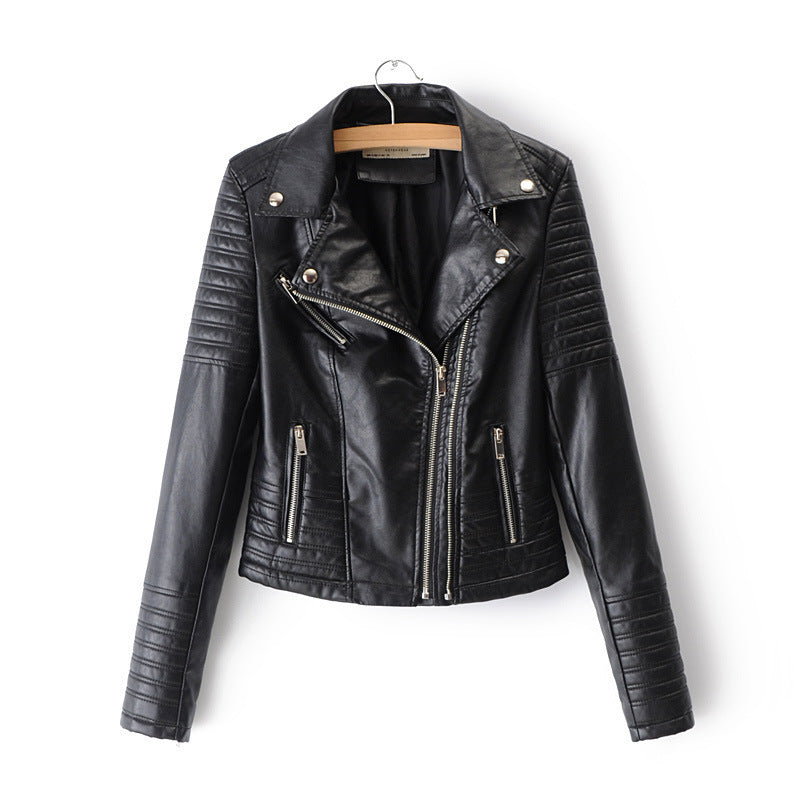 Damen Kunstleder Bikerjacke mit gesteppten Details und schmalem Schnitt R&B