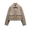 R&B | Lässige Herbstjacke für Damen mit Klappe und Taschen