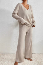 R&B | Damen Rippstrick Zwei-Teilen Loungewear Set