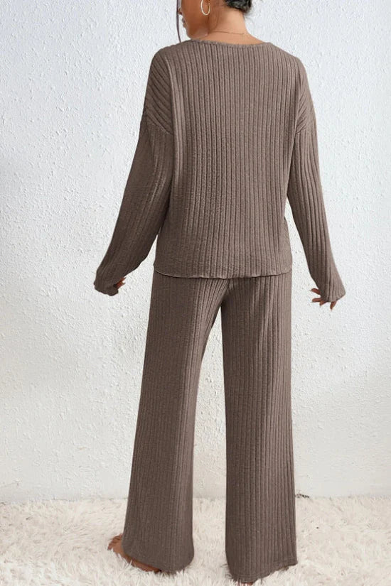 R&B | Damen Rippstrick Zwei-Teilen Loungewear Set