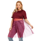Damen modisches Mesh-Top mit integriertem Rock R&B