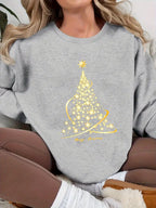 R&B | Jul Sweatshirt mit Print Baumwolle Goldener Weihnachtsbaum Design
