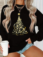 R&B | Jul Sweatshirt mit Print Baumwolle Goldener Weihnachtsbaum Design