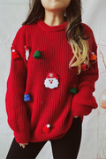 R&B | Lässiger Weihnachtsmann Weihnachtsbaum Patchwork WR&Bart Rundhals Pullover