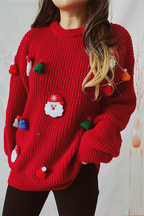 R&B | Lässiger Weihnachtsmann Weihnachtsbaum Patchwork WR&Bart Rundhals Pullover