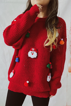 R&B | Lässiger Weihnachtsmann Weihnachtsbaum Patchwork WR&Bart Rundhals Pullover