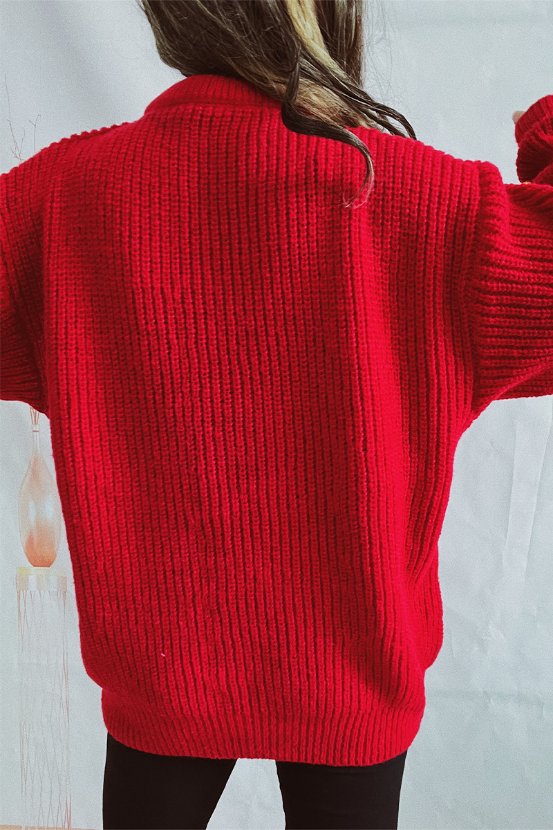 R&B | Lässiger Weihnachtsmann Weihnachtsbaum Patchwork WR&Bart Rundhals Pullover