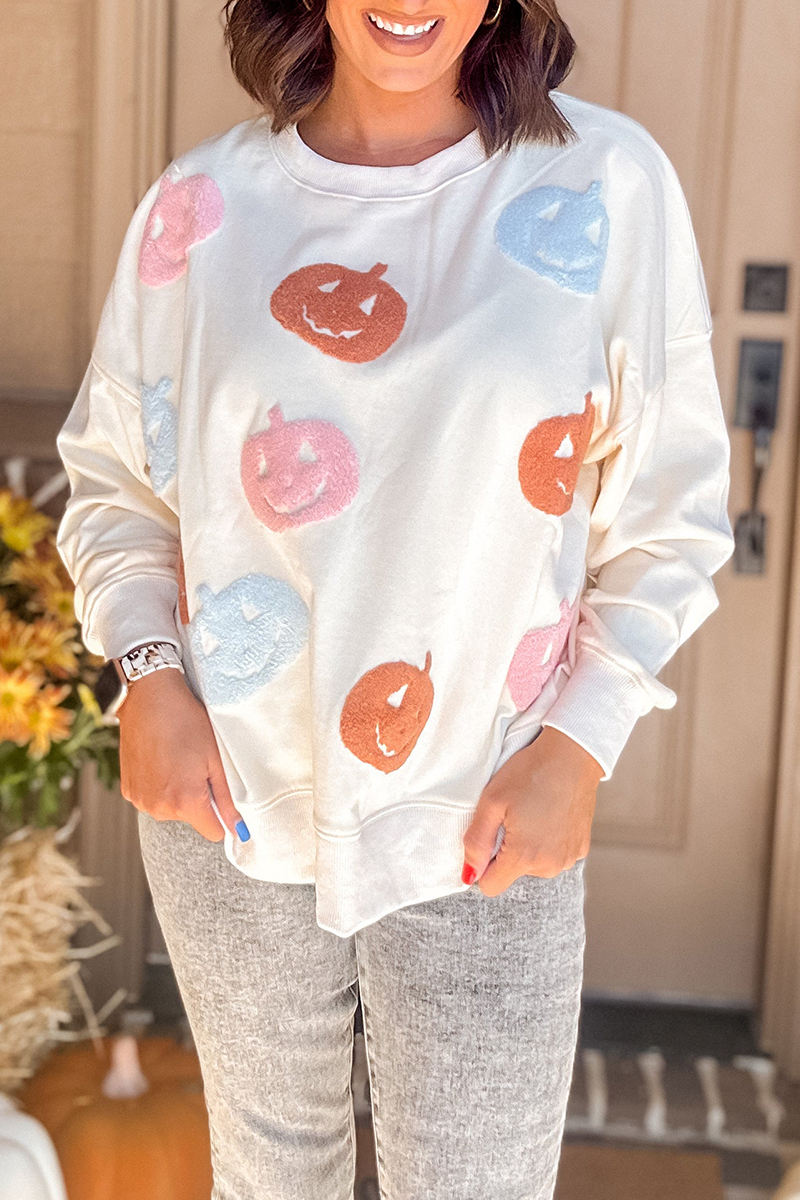 R&B| Casual Pumpkin Patch O-Ausschnitt Sweats