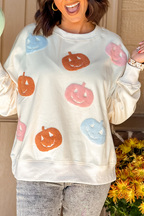 R&B| Casual Pumpkin Patch O-Ausschnitt Sweats
