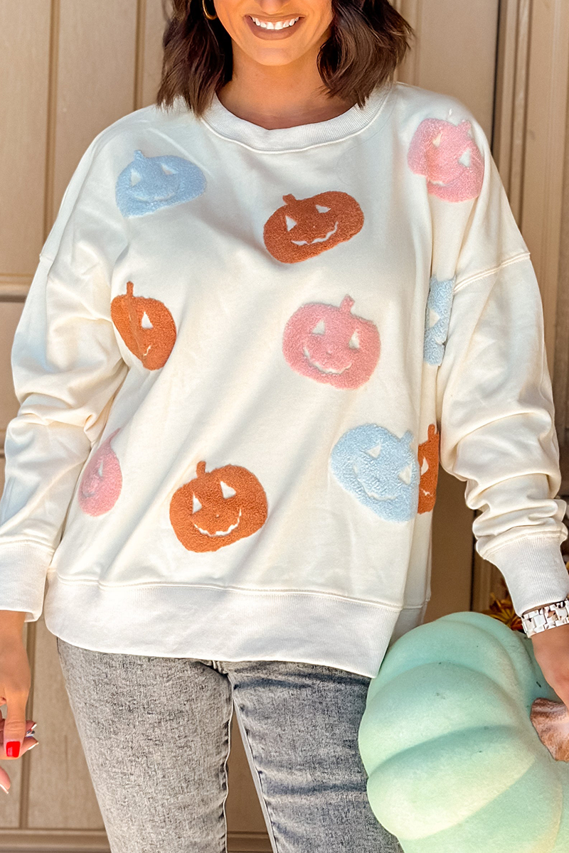 R&B| Casual Pumpkin Patch O-Ausschnitt Sweats