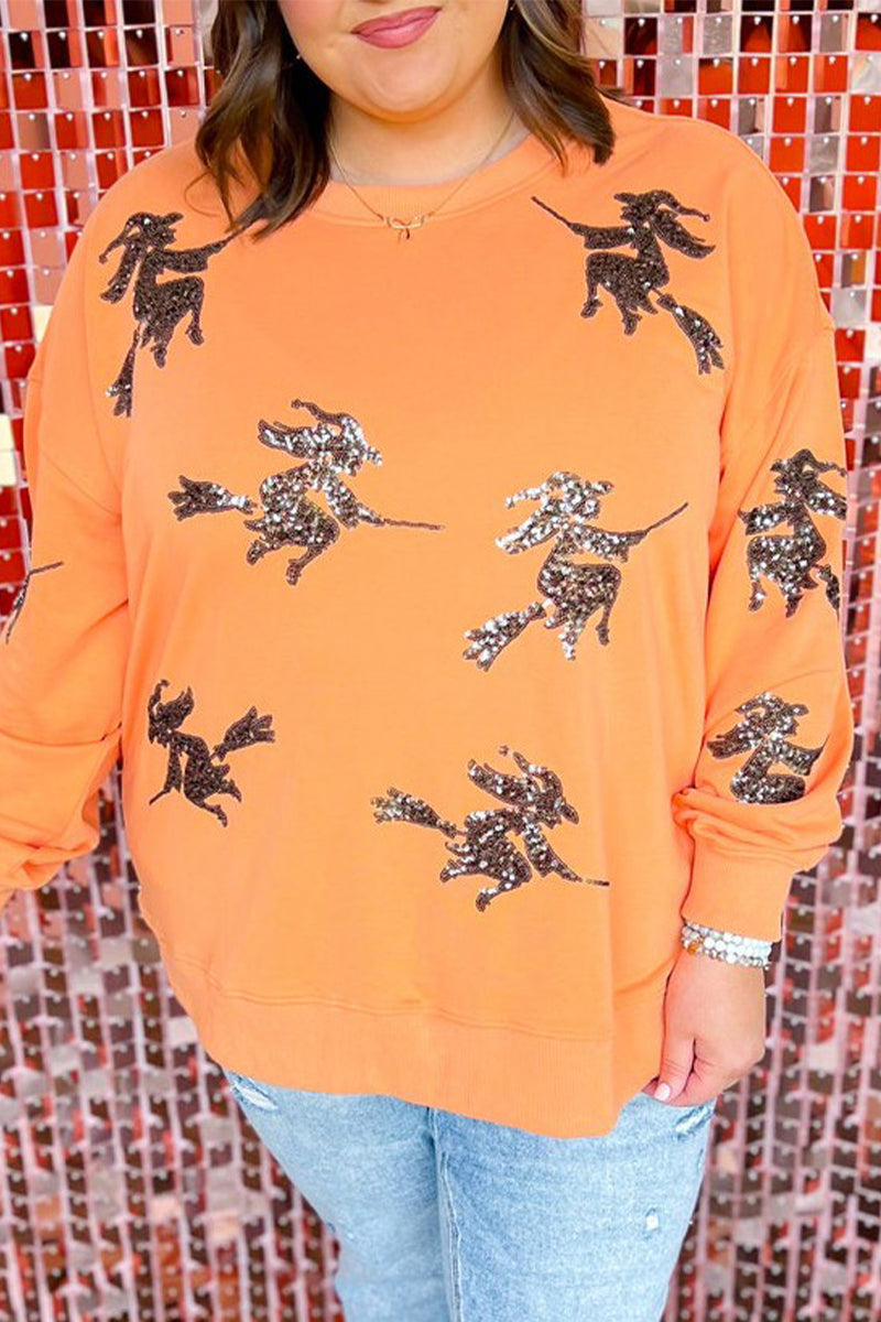 R&B| Casual Figur Bestickt Pailletten O-Ausschnitt Sweats