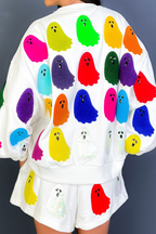 R&B| Lässig Täglicher Ghost Pocket Patchwork Kontrast O-Hals Langarm Zwei Teile