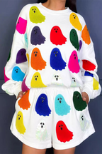 R&B| Lässig Täglicher Ghost Pocket Patchwork Kontrast O-Hals Langarm Zwei Teile