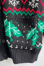 R&B | Casual Schneeflocken Weihnachtsbaum Knöpfe GewR&Be Kontrast V-Ausschnitt Oberbekleidung