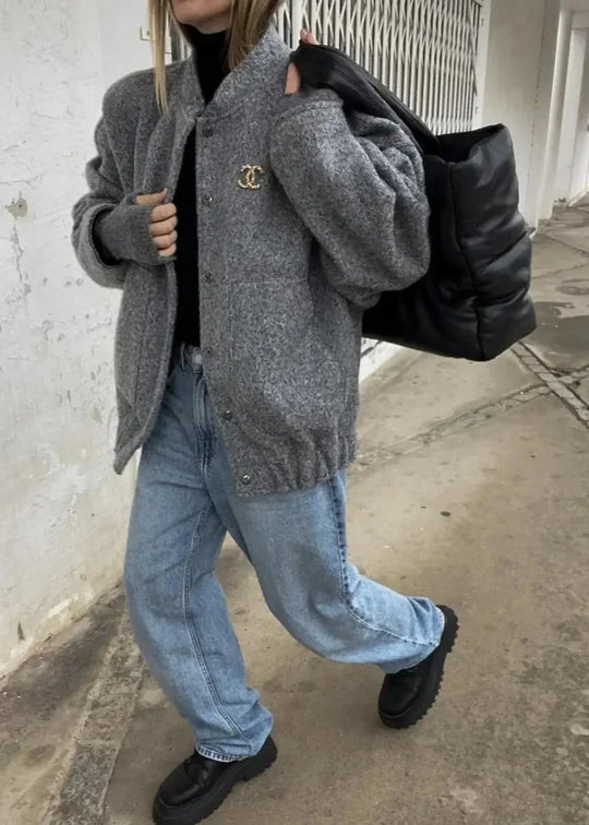 R&B | Klassische Bouclé Bomberjacke