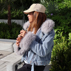 R&B | Jeansjacke mit Kunstfellkragen