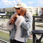 R&B | Jeansjacke mit Kunstfellkragen