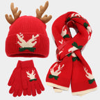R&B | Weihnachtsrentier Geweih Schal Hut Handschuhe Dreiteiliges Set (3 Farben)