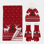 R&B | Weihnachtsrentiermuster Muster Mütze Schal Handschuhe Set (6 Farben)
