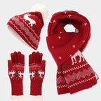 R&B | Weihnachtsrentiermuster Muster Mütze Schal Handschuhe Set (6 Farben)