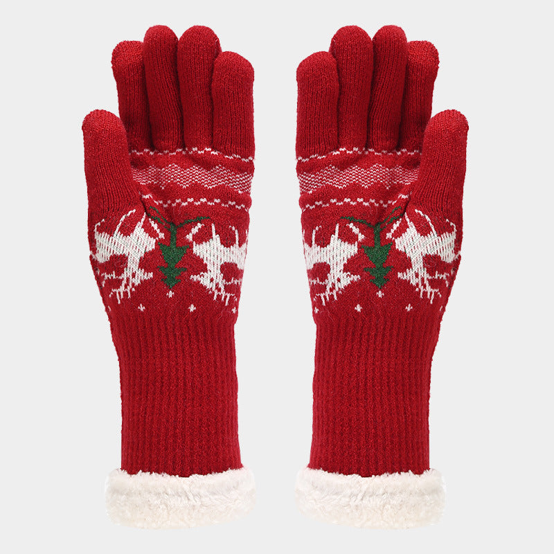 R&B | Weihnachtsrentiermuster Muster Mütze Schal Handschuhe Set (6 Farben)