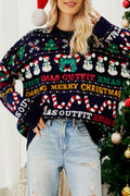 R&B | Casual Daily Schneeflocken Weihnachtsbaum Buchstaben WR&Ben Kontrast O Hals Pullover