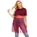 Damen modisches Mesh-Top mit integriertem Rock R&B