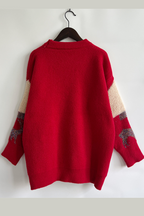 R&B | Lässiger Weihnachtsbaum Pailletten Patch Rundhals Pullover