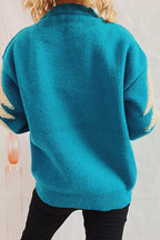 R&B | Lässiger Weihnachtsbaum Pailletten Patch Rundhals Pullover