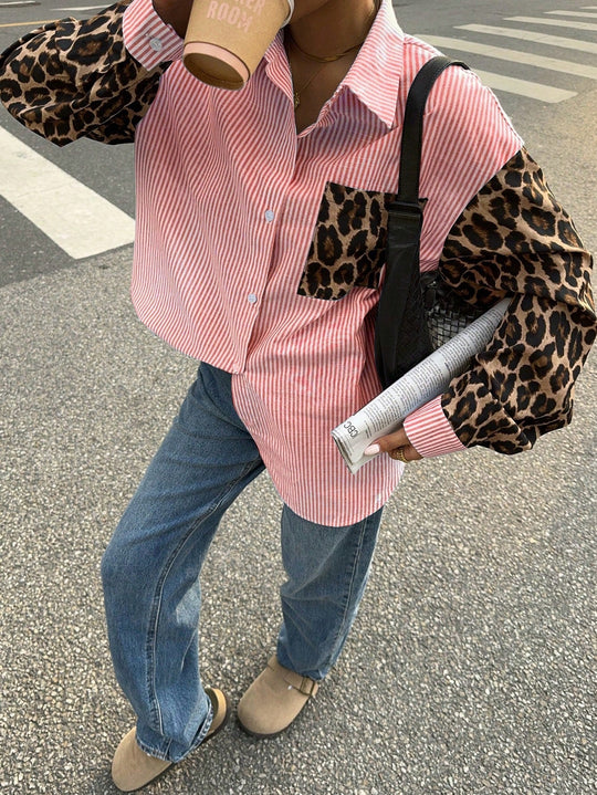 R&B | Damenbluse mit Leo-Details Auffällig, Locker & Streetstyle Bereit