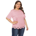 Damen lässiges T-Shirt mit kreativem Lochmuster R&B