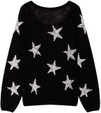 Damen stylischer Strickpullover mit Sternenmotiv R&B
