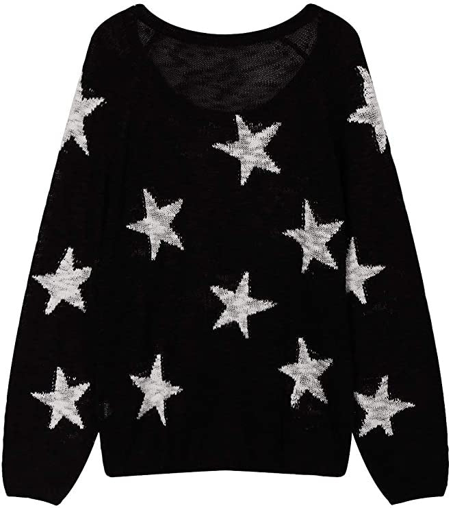 Damen stylischer Strickpullover mit Sternenmotiv R&B