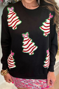 R&B | Casual Weihnachtsbaum Pailletten O-Hals Sweats