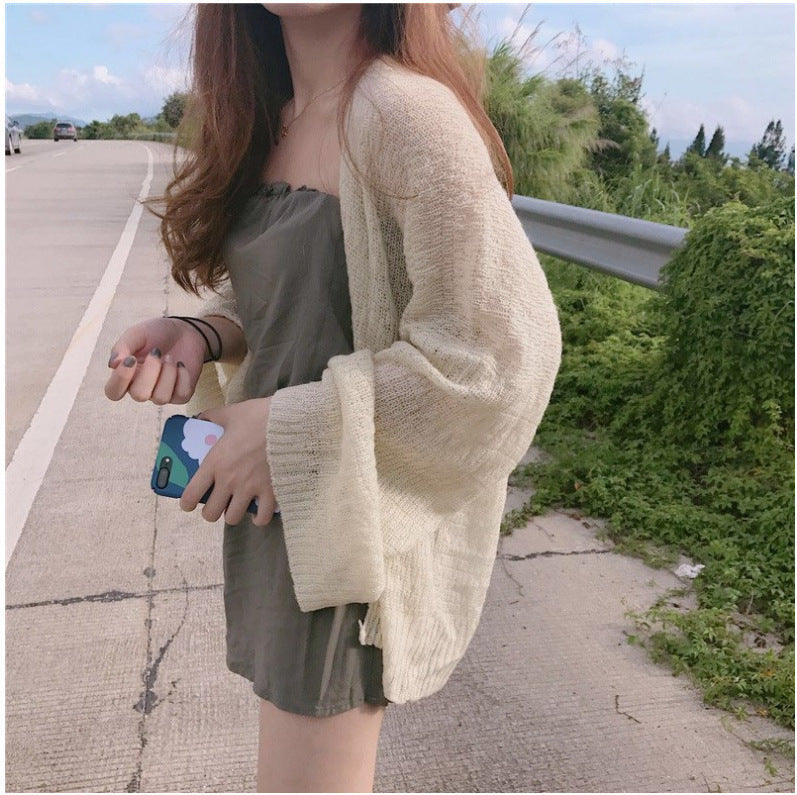 Damen lässiger Strickcardigan mit offener Front und weit geschnittenen Ärmeln