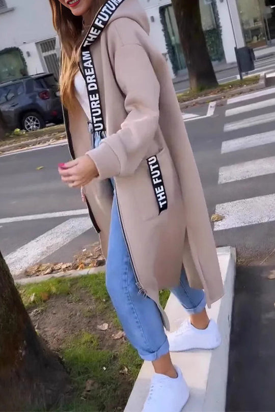 R&B | Lässige Straßenbuchstaben Taschen Patchwork Reißverschluss Kapuzenoberbekleidung - 5 Farben