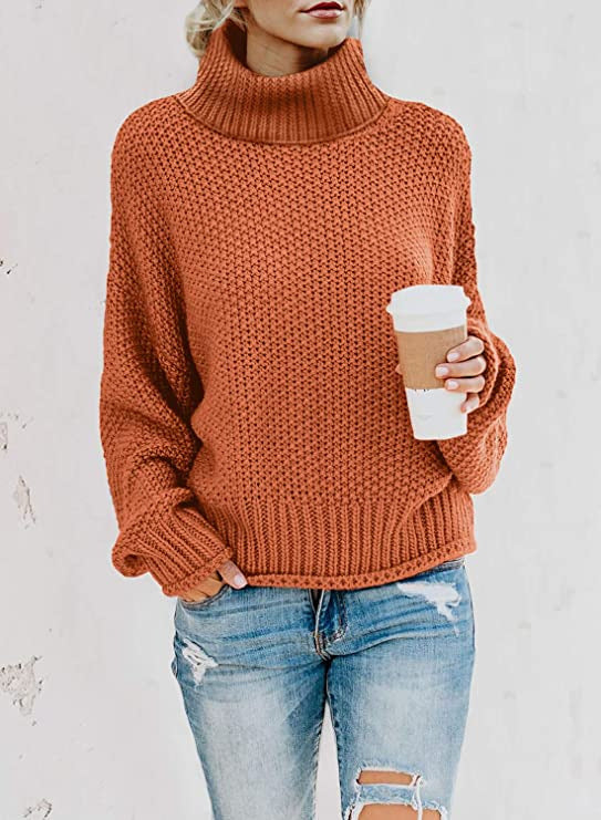 Damen gemütlicher Rollkragenpullover aus strukturierter Wolle R&B