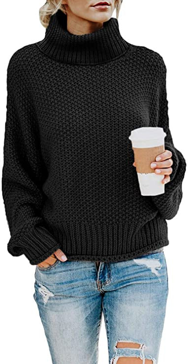 Damen Pullover mit hohem Kragen und strukturierter Webart R&B