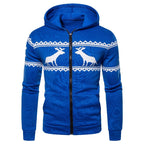 Herren Kapuzenjacke mit kreativem Rentierdesign und weichem Innenfutter